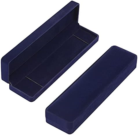 LETURE 2 Pieces Long Velvet Jewelry Chain Necklace Gift Box Set, Bracelet Storage Case, Jewellry Display Box for Wedding, Engagement,Proposal, Birthday and Anniversary (Blue) - Image 2