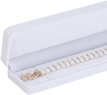 LETURE 2 Pieces Long Velvet Chain Necklace Gift Box Set, Bracelet Storage Case, Jewellry Display Box for Wedding, Engagement,Proposal, Birthday and Anniversary (White-2PCS) - Image 4