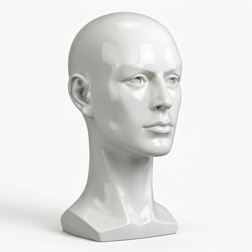 Male Mannequin Head for Display – Realistic PVC Head Model for Wigs, Hats, Headphones, Jewelry, Salon and Home Decoration,Whate - Image 7