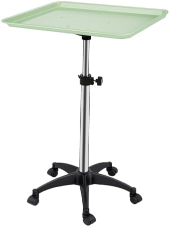 Salon Rolling Tray, Height Adjustable Tattoo Tray Rolling Cart, Storage Utility Trolley for Spa, Beauty Salon Service, Hairdresser Cart with Wheels, Black (Green) by Roixeeds