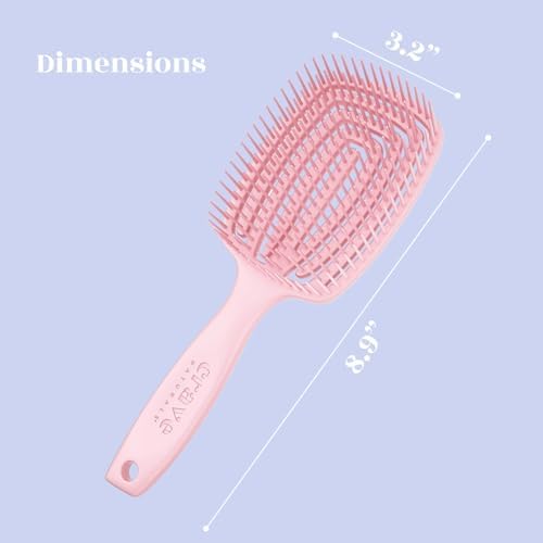Crave Naturals FLEX DMC Detangling Brush for Thick Hair - Glide Thru Detangling Brush - Detangler for All Hair Types - Flexible Layers Square Paddle Hairbrush - Pink - Comfort Grip - Image 3