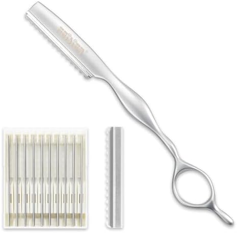 FEISIER Stainless Steel Hair Thinning Styling Razors for Cutting Hair, Texturizing Cutting Razor for Salon and Home,10 PCS Sharp Blades Included by FEISIER