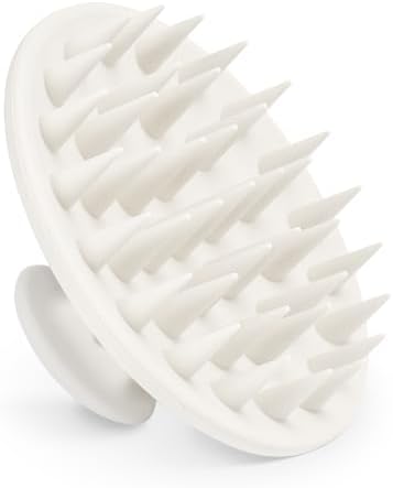Meartchy Silicone Scalp Massager Shampoo Brush, Scalp Brush for Hair Growth & Dandruff Removal, Hair Scrubber Scalp Stimulator Exfoliator Brush with Soft Bristles for Wet Dry Scalp Care (White) by Meartchy