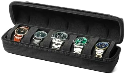 5 slots Watch Travel Case, Watch Case Storage box Organizer for Men and Women, with anti-move soft watch pillow by AUKURA