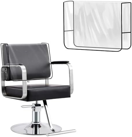 Black Salon Chair Cover, Clear Plastic Square Seat Back Protectors, Reinforced Precision Stitched Covers for Standard Salon Chairs by LIULINREST