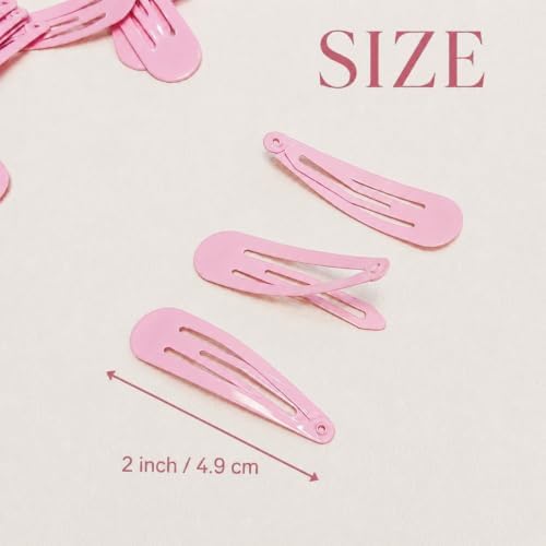 40 Counts Pink Color Metal Snap Hair Clips 2 Inch Barrettes for Women Accessories - Image 5