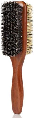 Boar Bristle Hair Brush for Men and Women, Double Side Slick Back Hair Brush with Medium & Firm Bristle, Sturdy Men's Brush for Waves, Fades, Slick Back Style (Brown) by %C3%96KOSTAMM