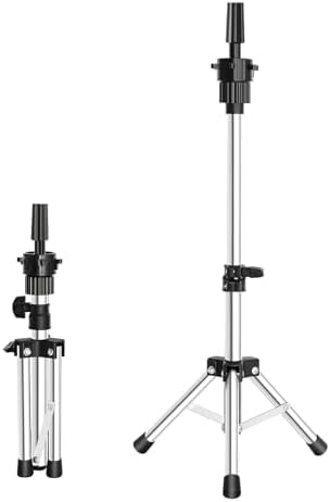FUTAI Mini Adjustable Wig Stand Tripod Metal Holder for Mannequin Head Canvas Foam Head Hairdresser Practice Cosmetology Braiding Styling Salon Display by FUTAI