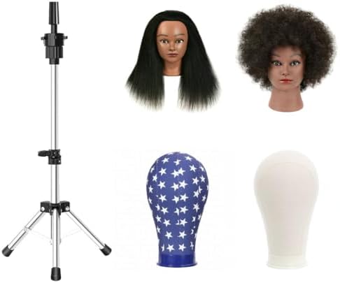 FUTAI Mini Adjustable Wig Stand Tripod Metal Holder for Mannequin Head Canvas Foam Head Hairdresser Practice Cosmetology Braiding Styling Salon Display - Image 3