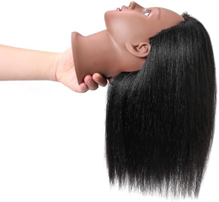 SOPHIRE 14" 100% Real Hair Mannequin Head with stand, Hairdresser Cosmetology Mannequin Manikin Training Practice Doll Head for Braiding Hairstyling - Black - Image 6