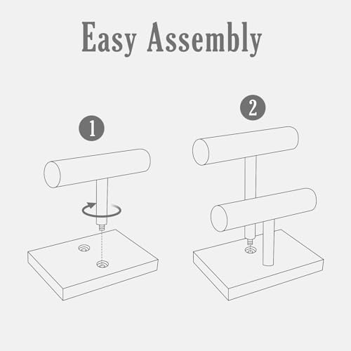 ProCase Bracelet Holder Display Bracelet Organizer, Wooden Bracelet Stand for Selling, T-bar Bangle Storage Rack Wood Watch Display Tower for Business - 2 Tier, White - Image 6