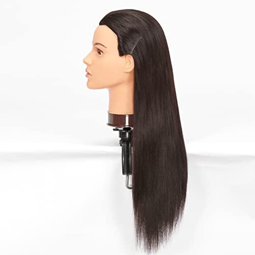 26-28'' Mannequin Head Yaki Synthetic Fiber Hair Styling Training Head Dolls for Cosmetology Manikin Maniquins Practice Head with Stand (9926LB0220) - Image 4
