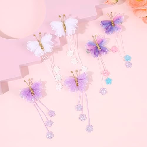 OAOLEER 6PCS Halloween Hair Bows for Girls, Yellow Purple Flower Hair Accessories - Image 6