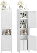 Bathroom Cabinet with 2 Doors, 7.3 x 9.8 x 40.4 Inches, Small Freestanding Storage Cabinet with Adjustable Shelf, Floor Cabinet for Small Spaces, Bathroom, Entrances, Kitchen, White by Unknown