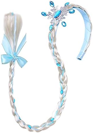 Long Braided Wig Princess Hairpiece Girls Cosplay Headband Hair Halloween Dess up Accessories for Girls (D) - Image 5