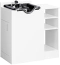 OmySalon Shampoo Bowl with Cabinet, Portable Salon Hair Washing Station with Adjustable Shelf, UPC Certified Faucet, Freestanding Backwash Sink for Barber, Beauty Salon, Spa, White by OmySalon