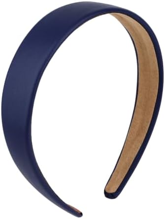 Navy Headband 1 Inch Faux PU Leather Hairband for Women and Girls by Uintoon