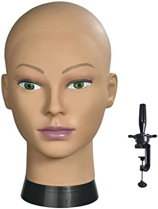 Afro Bald Mannequin Head Professional Cosmetology Wig Training Head for Wig Making and Display Hat Glasses Scarf Jewelry Model Head with Free Clamp Stand by BLTYXT