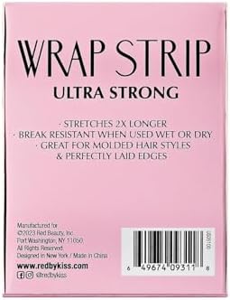Red by Kiss Hair Wrapping Strip, Ultra Strong 2X Longer Stretch, 40 Strips, Suitable for Wet/Dry Hair, White, Styling Paper for Sleek Hairstyles (2.5", Black, 1 PACK) - Image 4