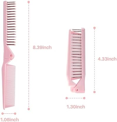 RHOS Portable Travel Mini Hair Brush - Compact Foldable Double-Headed Detangling Comb for Purse, Bags - Pocket-Size for Women and Girls (Pink) - Image 7