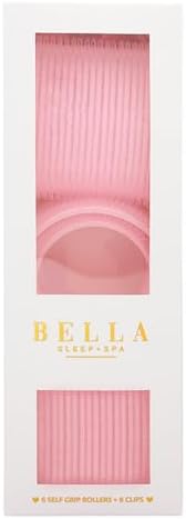 Bella Sleep + Spa Self Grip Hair Rollers - 3 Medium & 3 Large Curlers with Clips, 12-Piece Set, Pink - Image 4