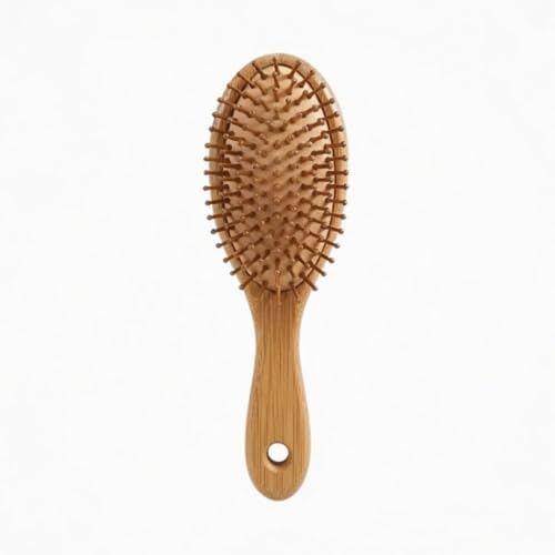 Women Men Natural Bamboo Hair Brush with Air Cushion, Scalp Massage Hairbrush with Hang Hole Bamboo Paddle for All Hair Types (Large) by Unknown