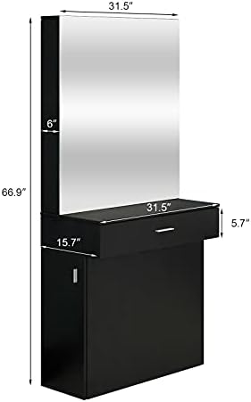Artist hand Wall Mounted Salon Station with Mirror for Barber, Beauty & Spa - Image 6