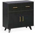 OmySalon Salon Station, Barber Station with 2 Drawers & 3 Hair Dryer Holders & 1 Cabinet, Free Standing Cabinets, Storage Styling Stations for Barbershop Beauty SPA, Black by OmySalon