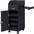 Winado Salon Trolley Cart with 4 Trays, 3 Hair Dryer Holders, Black by Winado