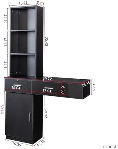 Modern 66.93" Tall Multi-Layer Hair Styling Storage Cabinet, Salon Spa Station with Appliance Holders and Lockable Drawer, Ideal for Salons, Barber Shops, and Home Use, Black - Image 4