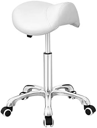 Antlu Saddle Stool Rolling Chair for Office Massage Salon Technician Kitchen Spa Drafting,Adjustable Hydraulic with Wheels (Without Backrest, White) by Antlu