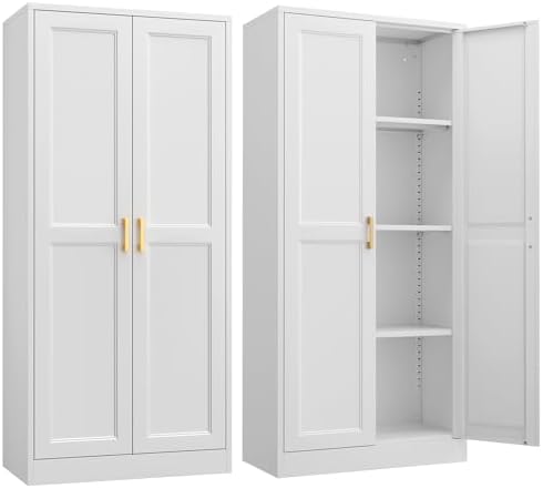 Steeloong 60"Metal Pantry Storage Cabinet with Doors & 3 Adjustable Shelves by Steeloong