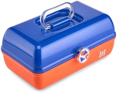 Caboodles School Spirit On-The-Go Girl Makeup Box, Blue Over Orange, Hard Plastic Makeup Organizer Box, Built-In Mirror, Secure Latch for Safe Travel, Spacious Storage for Large Items - Image 2