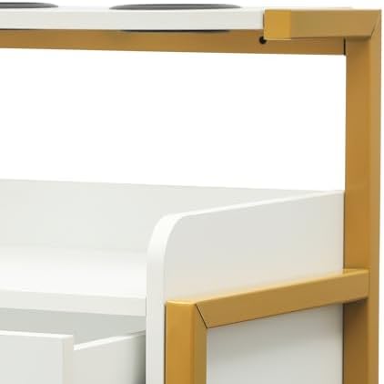 Suspended Salon Wall Cabinet with 2 Drawers & Hair Dryer Holder, Storage Cabinet for Hair Salon, Wall Mounted Styling Station, 15.75'' Wide Storage for Hair Salons, Spas, Home Use (Gold) - Image 6