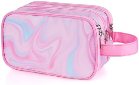 Pink Toiletry Bag for Girls, Travel Toiletry Bag for Teen Girls Cosmetic Bag Makeup Bag Waterproof Hanging Wash Bag Kids Toiletries by Vipdeal