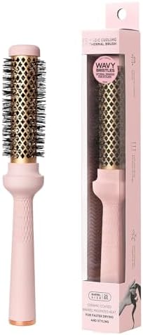 Magic Curling Round Brush (Wavy 1 Inch), Non-electronic, Self-Standing Round Quick Styling Brush, Great Blowout, Ceramic Coated/Ionic Thermal Barrel, Blowout Volume, Wave Styler by F3systems