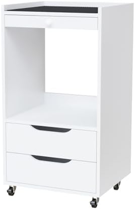 Salon Trolley Cart with Wheels, Esthetician Cart with Non-Slip Pads Drawers, Wood Mobile Storage Organizer for Beauty Spa Tattoo Esthetic Clinic Dental Salon Lab, White by OmySalon
