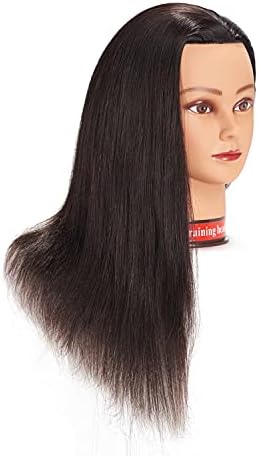 20-22" Female 100% Human Hair Mannequin Head for Hairdresser - Image 2