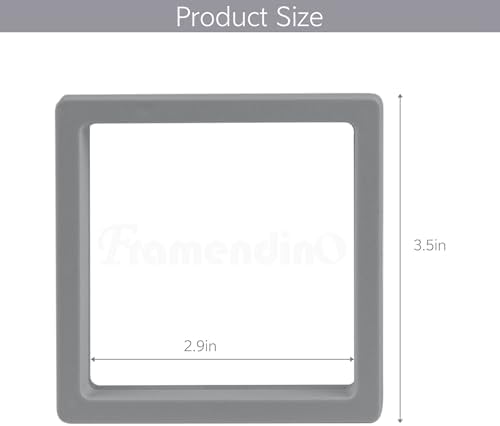 Framendino, 20 Pack Grey 3D Floating Frame Display Case Challenge Coin Holder 3.5x3.5x0.8 Stands Jewelry Storage Box for Medallion Shells Gems - Image 2