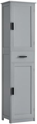 usikey 67“ Tall Bathroom Cabinet, Storage Cabinet with 4 Shelves & 2 Doors, Narrow Storage Cabinet for Bathroom, Living Room, Home Office, Greige by USIKEY