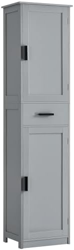 usikey 67“ Tall Bathroom Cabinet, Storage Cabinet with 4 Shelves & 2 Doors, Narrow Storage Cabinet for Bathroom, Living Room, Home Office, Greige by USIKEY