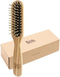 TEK | Rectangular Wooden Hair Brush with Short Rounded Teeth in Natural Ash Wood, Ideal for Detangling, Styling and Daily Care of Short Hair | 22x4cm | Handmade in Italy by Tek