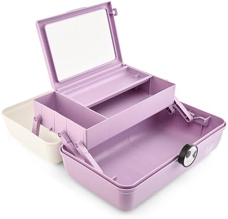 Caboodles School Spirit On-The-Go Girl Makeup Box, White Over Lavender, Hard Plastic Makeup Organizer Box, Built-In Mirror, Secure Latch for Safe Travel, Spacious Storage for Large Items - Image 2