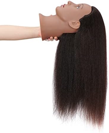 Hairingrid Mannequin Head 16"-18" 100% Real Hair Hairdresser Cosmetology Mannequin Manikin Training Head Hair and Free Clamp Holder (R72026B0216) - Image 4