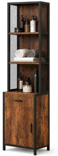 RESHABLE Salon Station with Cabinets and Storage,Rustic Brown by RESHABLE