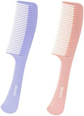 RHOS Medium Tooth Detangling Comb Set for Curly/Straight/Short/Thick Hair, Wet & Dry Use - Pink & Purple by RHOS