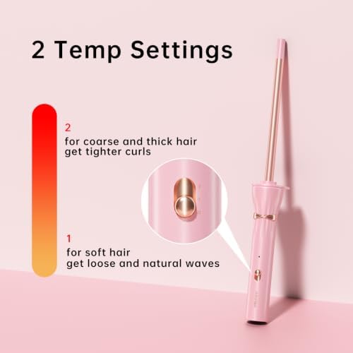 Hahahope 3/8 Inch Curling Iron Wand, Small Ceramic Curler Barrel Tiny, Pink - Image 5