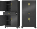 74" Metal Garage Storage Cabinet with Wheels and Locking Doors by AUEYTVR