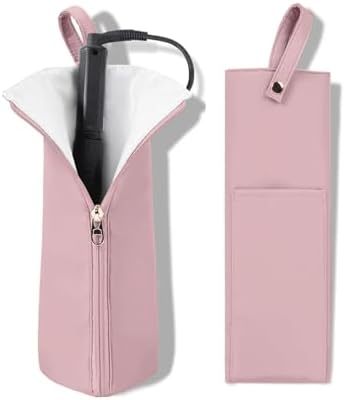 Holder & Mat for Curling Iron Flat Iron, Heat Resistant Hot Hair Tool Travel Bag Case (pink) by Unknown