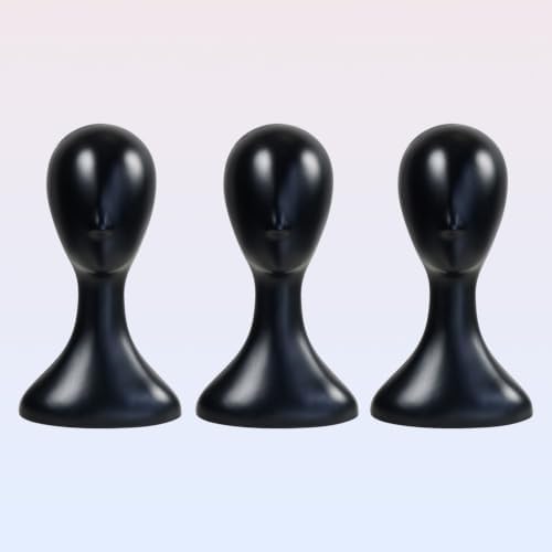 STUDIO LIMITED Plastic Mannequin Head Black 16 Inch 3 Pack for Wig Display by STUDIOLIMITED